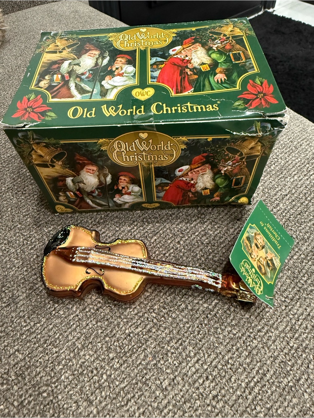 Old World Christmas Gold Violin Holiday Ornament